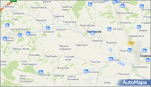 mapa Zagorzany, Zagorzany na mapie Targeo
