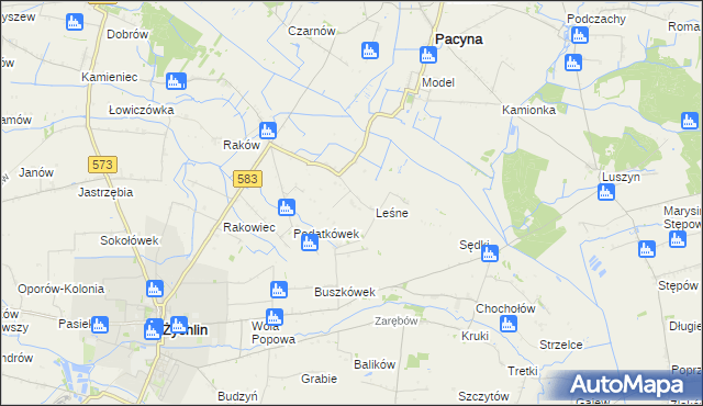 mapa Zagroby gmina Żychlin, Zagroby gmina Żychlin na mapie Targeo