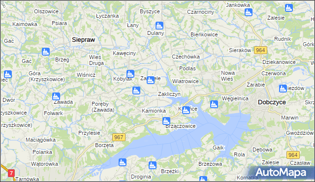 mapa Zakliczyn gmina Siepraw, Zakliczyn gmina Siepraw na mapie Targeo
