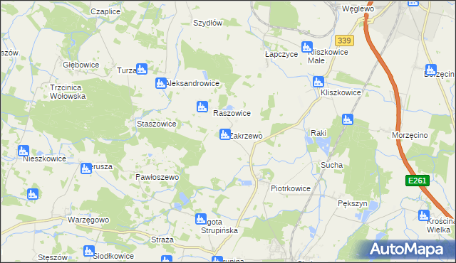 mapa Zakrzewo gmina Prusice, Zakrzewo gmina Prusice na mapie Targeo