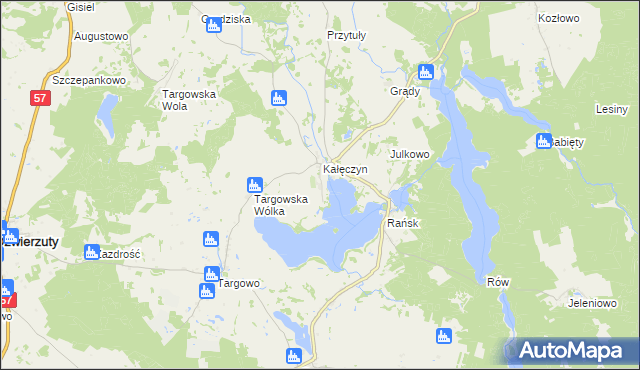 mapa Zalesie gmina Dźwierzuty, Zalesie gmina Dźwierzuty na mapie Targeo