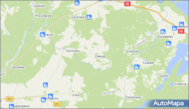 mapa Zalesie gmina Rzeczenica, Zalesie gmina Rzeczenica na mapie Targeo