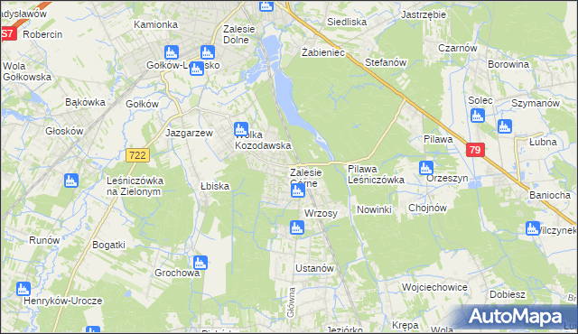 mapa Zalesie Górne, Zalesie Górne na mapie Targeo