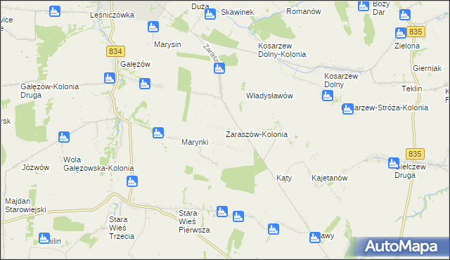 mapa Zaraszów-Kolonia, Zaraszów-Kolonia na mapie Targeo