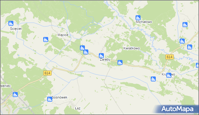 mapa Zaręby gmina Chorzele, Zaręby gmina Chorzele na mapie Targeo