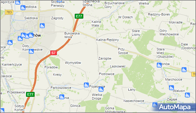 mapa Zarogów, Zarogów na mapie Targeo