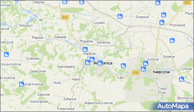 mapa Zarzeka gmina Wąwolnica, Zarzeka gmina Wąwolnica na mapie Targeo