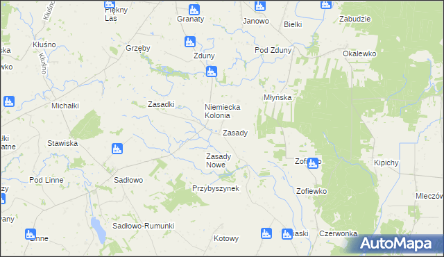 mapa Zasady gmina Świedziebnia, Zasady gmina Świedziebnia na mapie Targeo