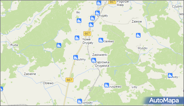 mapa Zaskwierki, Zaskwierki na mapie Targeo