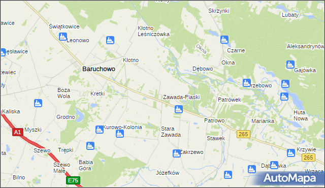 mapa Zawada-Piaski, Zawada-Piaski na mapie Targeo