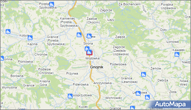 mapa Zawada Uszewska, Zawada Uszewska na mapie Targeo