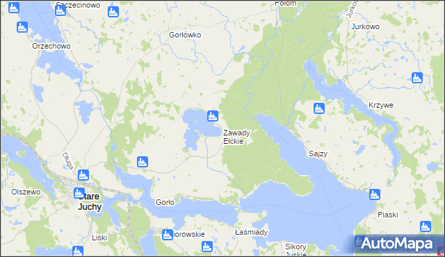 mapa Zawady Ełckie, Zawady Ełckie na mapie Targeo