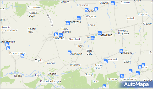 mapa Zbęk gmina Skomlin, Zbęk gmina Skomlin na mapie Targeo