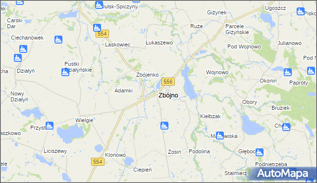 mapa Zbójno powiat golubsko-dobrzyński, Zbójno powiat golubsko-dobrzyński na mapie Targeo