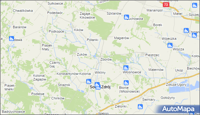 mapa Zborów gmina Solec-Zdrój, Zborów gmina Solec-Zdrój na mapie Targeo