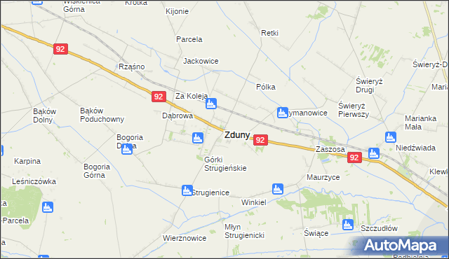 mapa Zduny powiat łowicki, Zduny powiat łowicki na mapie Targeo