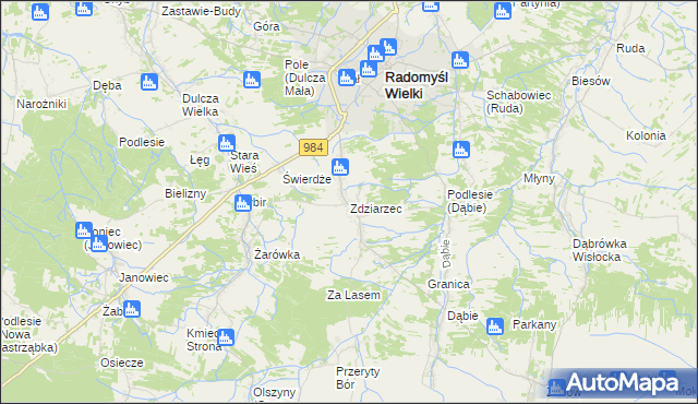 mapa Zdziarzec, Zdziarzec na mapie Targeo