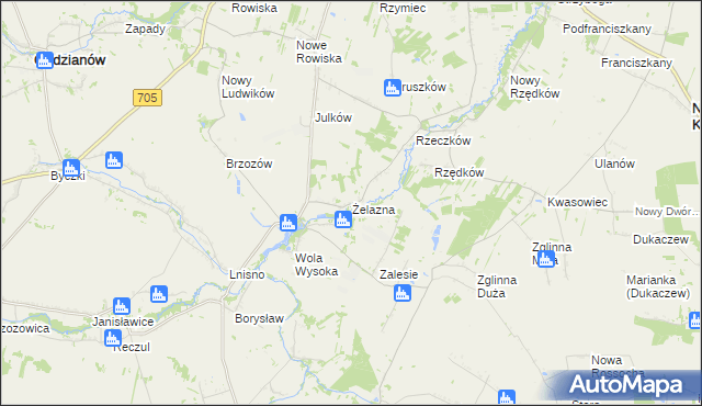 mapa Żelazna gmina Skierniewice, Żelazna gmina Skierniewice na mapie Targeo