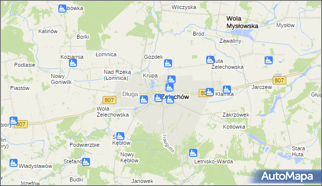 mapa Żelechów powiat garwoliński, Żelechów powiat garwoliński na mapie Targeo