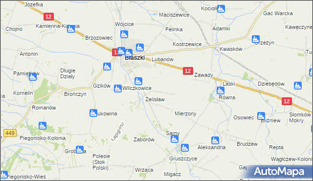 mapa Żelisław-Kolonia, Żelisław-Kolonia na mapie Targeo