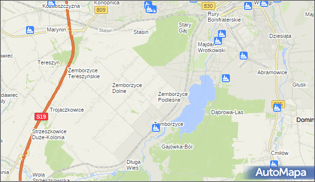 mapa Zemborzyce Podleśne, Zemborzyce Podleśne na mapie Targeo