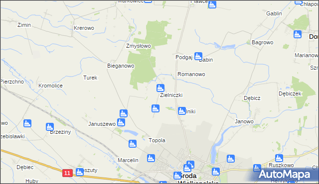 mapa Zielniczki, Zielniczki na mapie Targeo