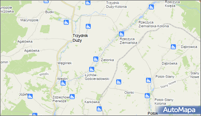mapa Zielonka gmina Trzydnik Duży, Zielonka gmina Trzydnik Duży na mapie Targeo