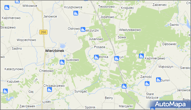 mapa Zielonka gmina Wierzbinek, Zielonka gmina Wierzbinek na mapie Targeo