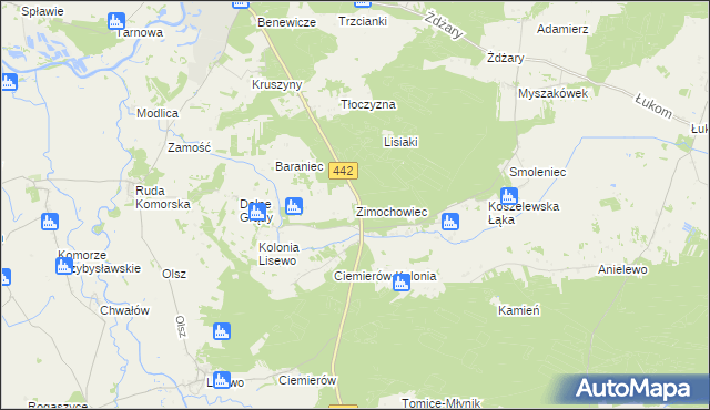 mapa Zimochowiec, Zimochowiec na mapie Targeo