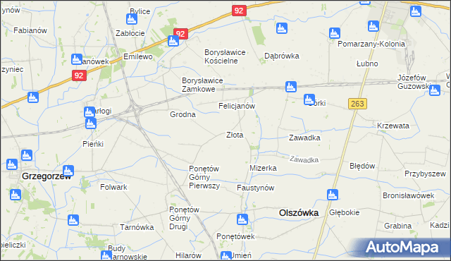 mapa Złota gmina Olszówka, Złota gmina Olszówka na mapie Targeo