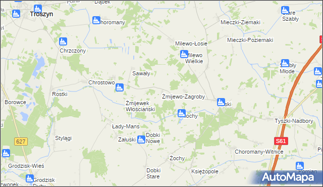 mapa Żmijewo-Zagroby, Żmijewo-Zagroby na mapie Targeo