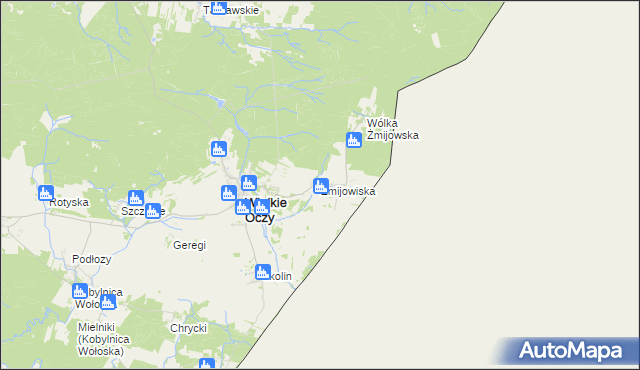 mapa Żmijowiska gmina Wielkie Oczy, Żmijowiska gmina Wielkie Oczy na mapie Targeo