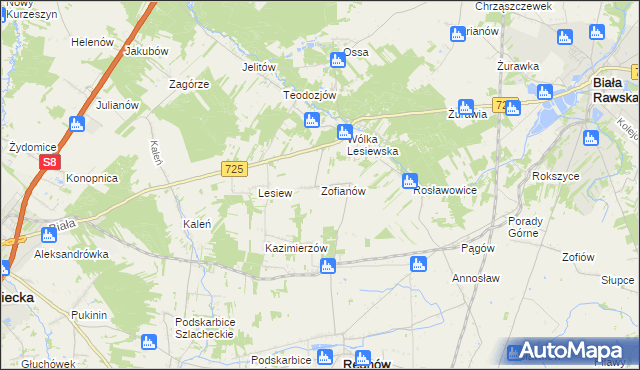 mapa Zofianów, Zofianów na mapie Targeo