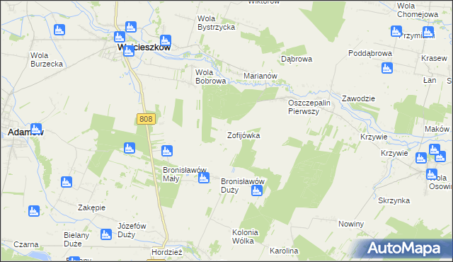 mapa Zofijówka gmina Wojcieszków, Zofijówka gmina Wojcieszków na mapie Targeo