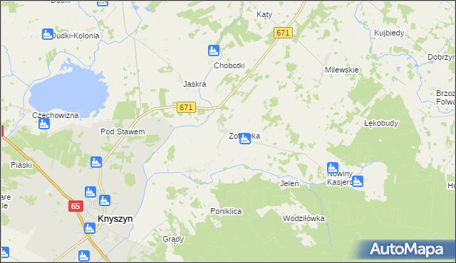 mapa Zofiówka gmina Knyszyn, Zofiówka gmina Knyszyn na mapie Targeo