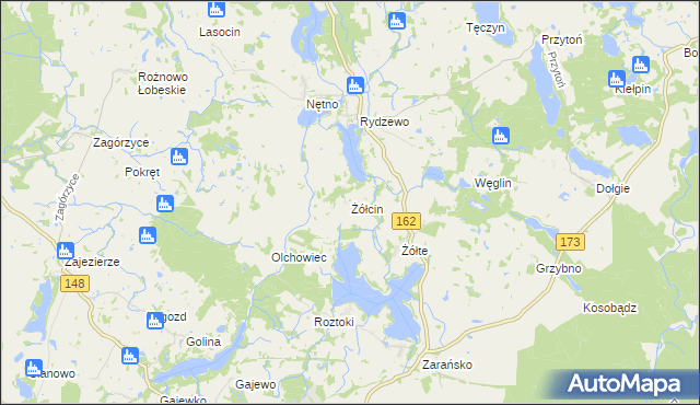 mapa Żółcin, Żółcin na mapie Targeo