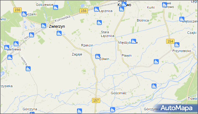 mapa Żółwin gmina Zwierzyn, Żółwin gmina Zwierzyn na mapie Targeo