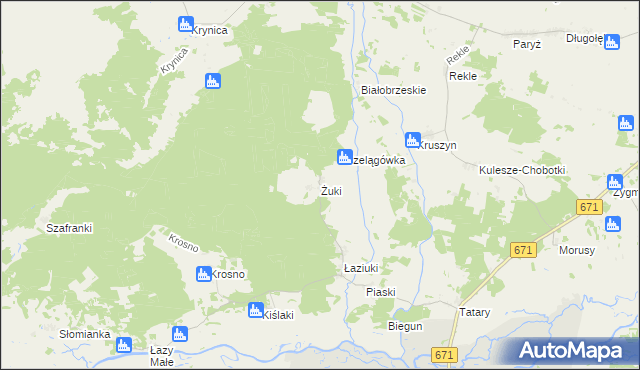 mapa Żuki gmina Tykocin, Żuki gmina Tykocin na mapie Targeo