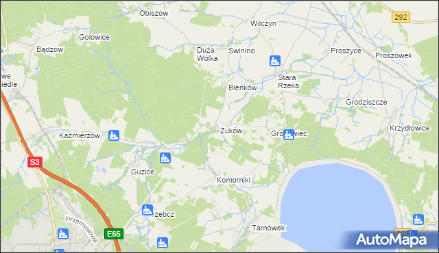 mapa Żuków gmina Polkowice, Żuków gmina Polkowice na mapie Targeo