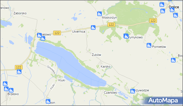 mapa Żuków gmina Przelewice, Żuków gmina Przelewice na mapie Targeo