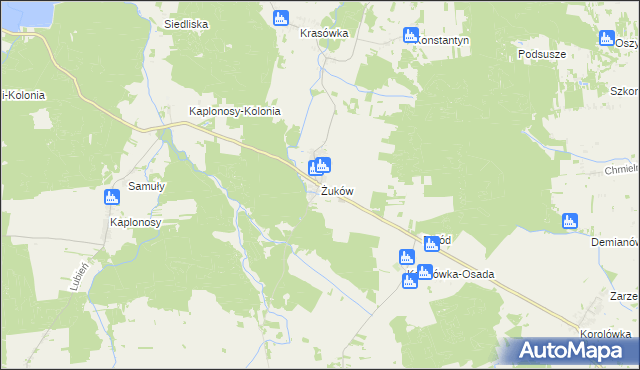mapa Żuków gmina Włodawa, Żuków gmina Włodawa na mapie Targeo