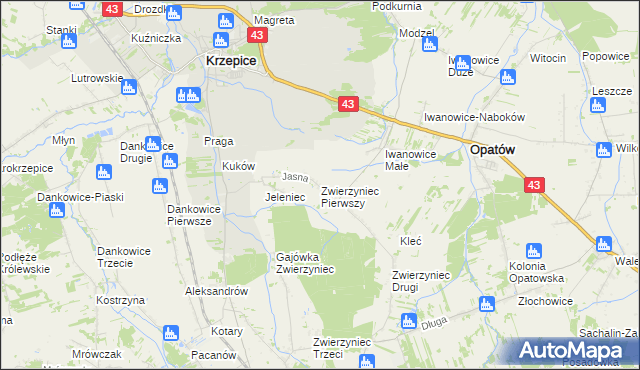 mapa Zwierzyniec Pierwszy, Zwierzyniec Pierwszy na mapie Targeo