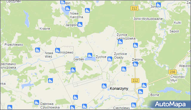 mapa Żychce, Żychce na mapie Targeo