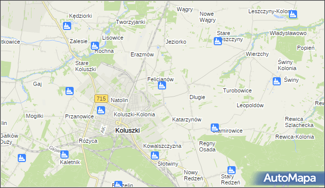 mapa Zygmuntów gmina Koluszki, Zygmuntów gmina Koluszki na mapie Targeo
