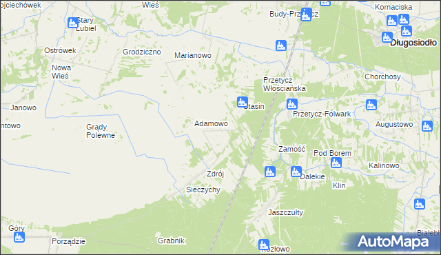 mapa Zygmuntowo gmina Długosiodło, Zygmuntowo gmina Długosiodło na mapie Targeo