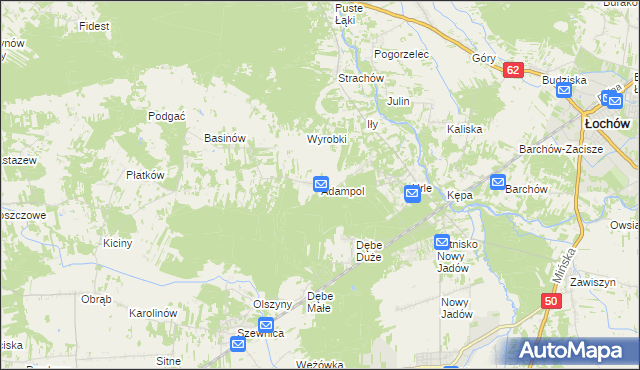 mapa Adampol gmina Jadów, Adampol gmina Jadów na mapie Targeo