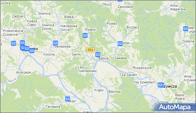 mapa Babice gmina Krzywcza, Babice gmina Krzywcza na mapie Targeo
