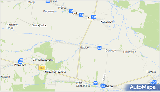 mapa Babice gmina Obsza, Babice gmina Obsza na mapie Targeo