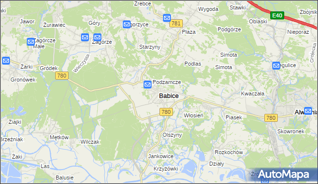 mapa Babice powiat chrzanowski, Babice powiat chrzanowski na mapie Targeo