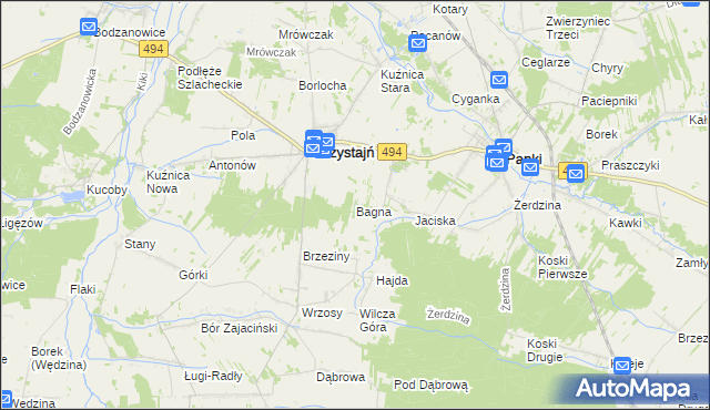mapa Bagna gmina Przystajń, Bagna gmina Przystajń na mapie Targeo